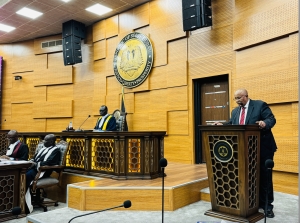 RJMEC Chief of Staff, Amb. Berhanu Kebede addressing sitting of the RTNLA